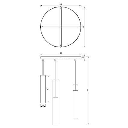 Suspension filaire RAITO 6xGU10/8W/230V laiton