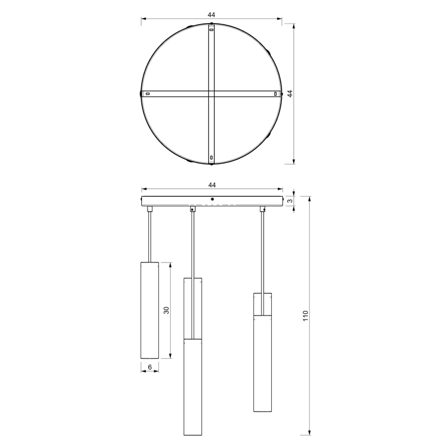 Suspension filaire RAITO 6xGU10/8W/230V noir