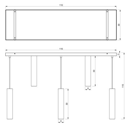 Suspension filaire RAITO 8xGU10/8W/230V noir