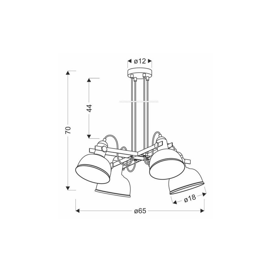 Suspension filaire RENO 4xE27/40W/230V noir/marron