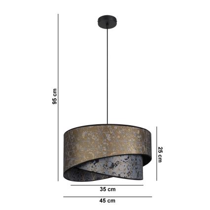 Suspension filaire REZO 1xE27/60W/230V grise/dorée