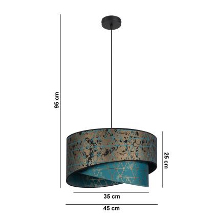 Suspension filaire REZO 1xE27/60W/230V turquoise/dorée