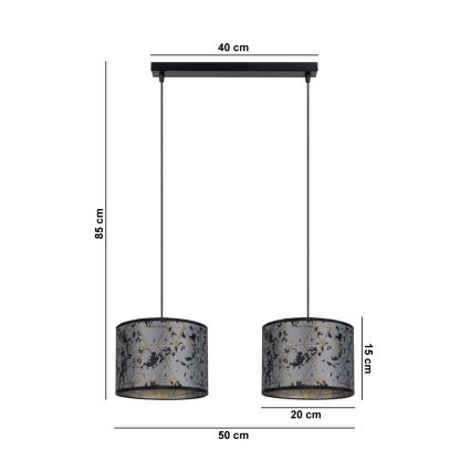 Suspension filaire REZO 2xE27/60W/230V grise