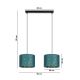 Suspension filaire REZO 2xE27/60W/230V turquoise
