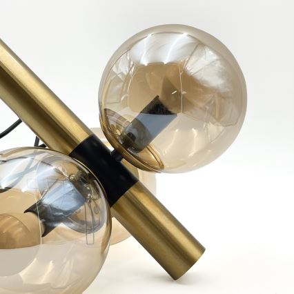 Suspension filaire ROLLO 3xE14/5W/230V doré/fumé beige