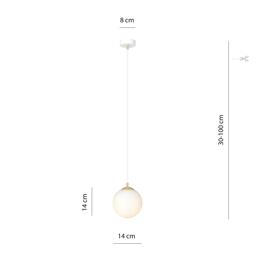 Suspension filaire ROYAL 1xE14/10W/230V d. 14 cm blanc