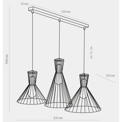 Suspension filaire SAHARA 3xE27/60W/230V