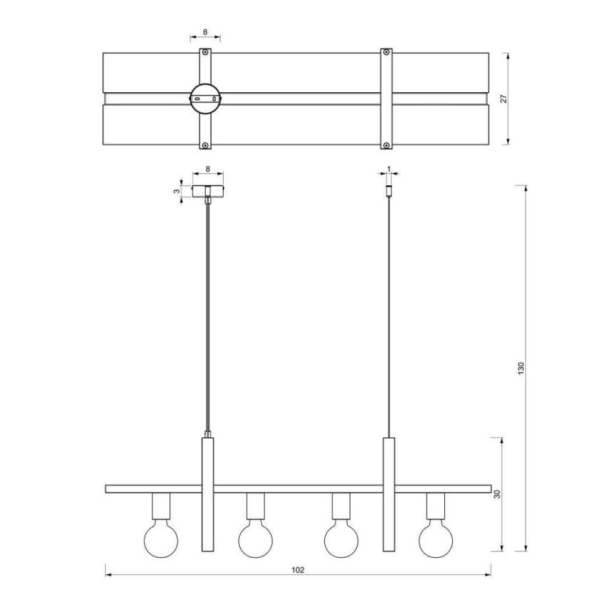 Suspension filaire SHELF 4xE27/60W/230V