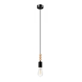 Suspension filaire SIMON 1xE27/60W/230V noir/hêtre - certifié FSC