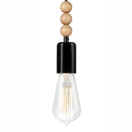 Suspension filaire SIMON 1xE27/60W/230V noir/hêtre