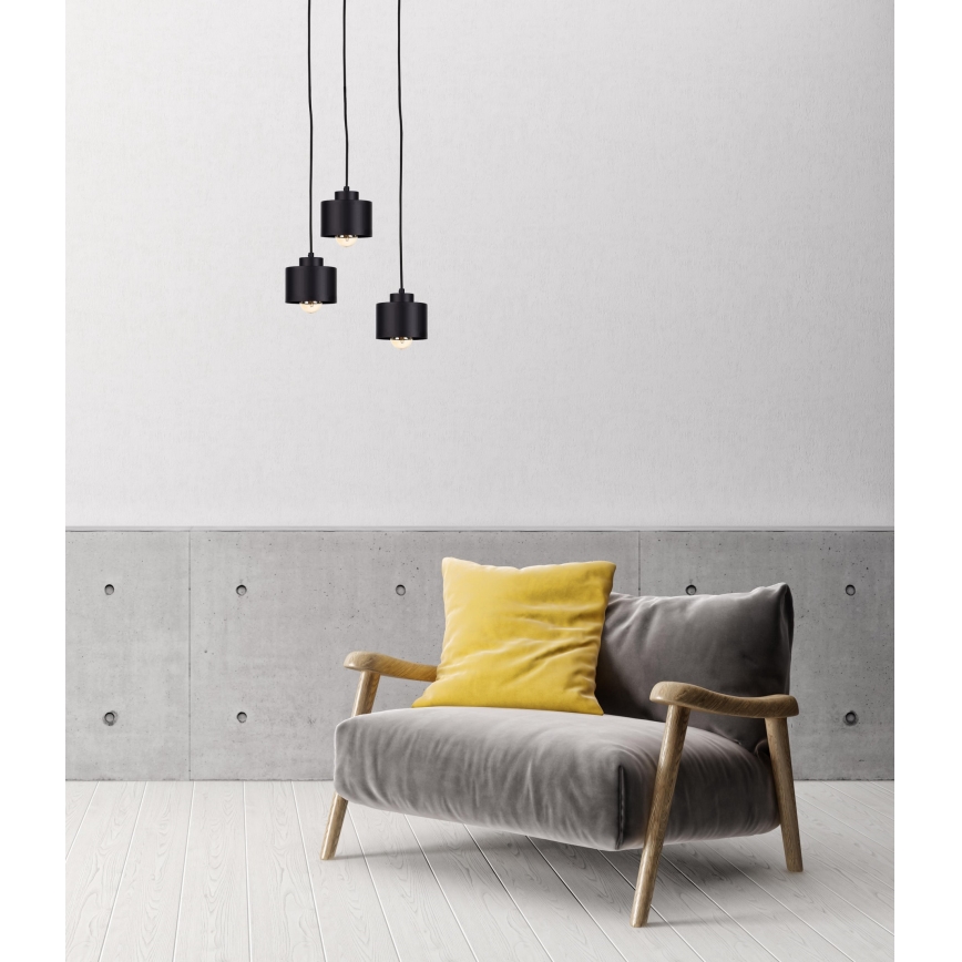 Suspension filaire SIMPLY BLACK 3xE27/60W/230V diam. 32 cm