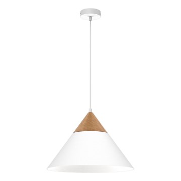 Suspension filaire SINGLE 1xE27/15W/230V blanc/hêtre