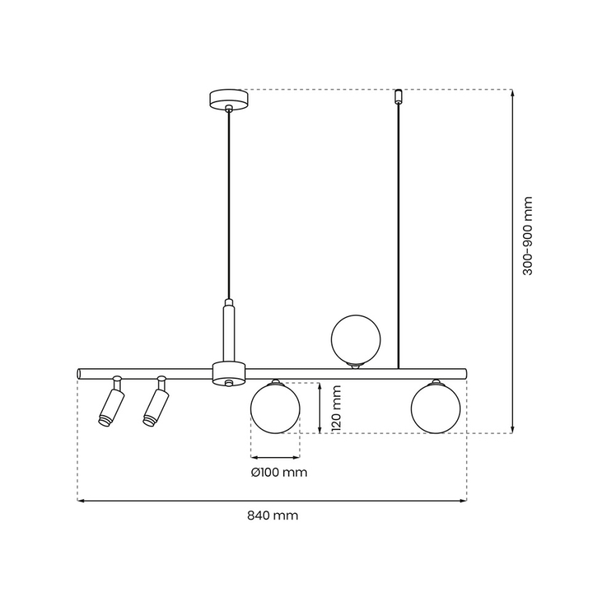 Suspension filaire SIRIO 5xG9/25W/230V noir
