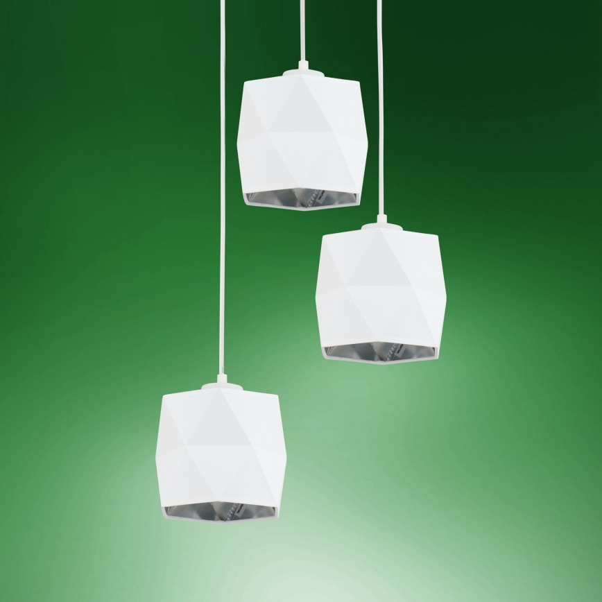 Suspension filaire SIRO 3xE27/15W/230V blanche/argentée
