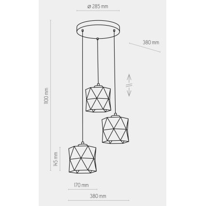 Suspension filaire SIRO 3xE27/15W/230V blanche/argentée