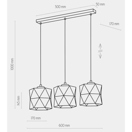 Suspension filaire SIRO 3xE27/15W/230V blanche/argentée