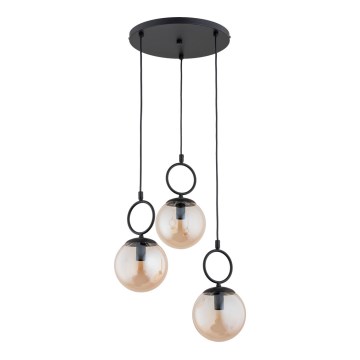 Suspension filaire SITRO 3xE14/10W/230V noir/fumé beige