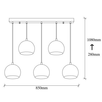 Suspension filaire SIVANI 5xE27/100W/230V