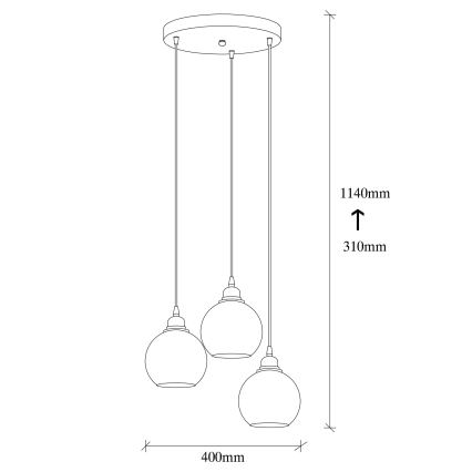 Suspension filaire SMOKED 3xE27/40W/230V