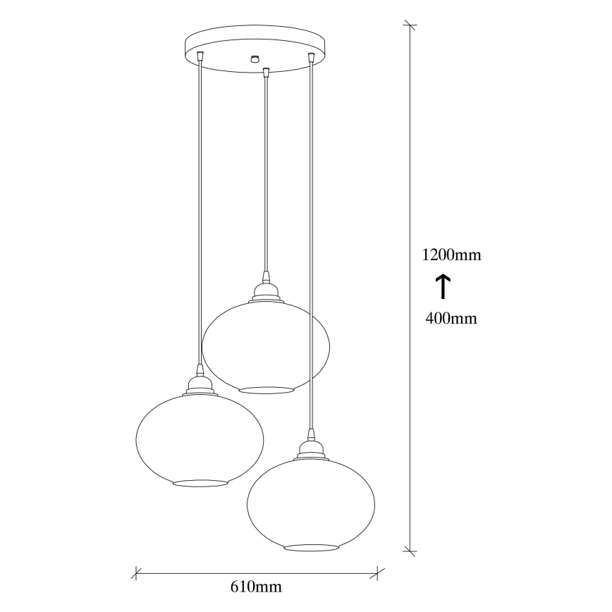 Suspension filaire SMOKED 3xE27/40W/230V