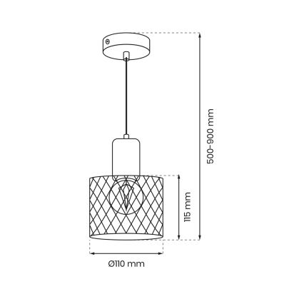 Suspension filaire SOBRESA 1xE27/60W/230V noir/bois