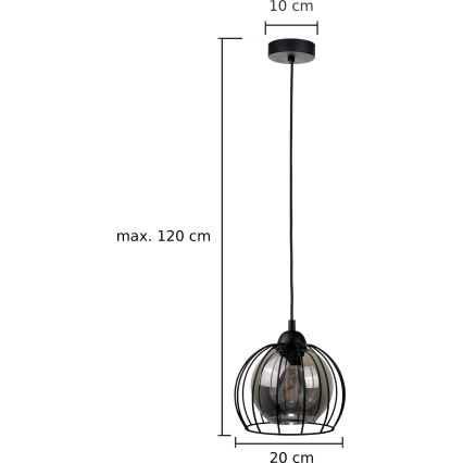 Suspension filaire SOLO BLACK 1xE27/60W/230V