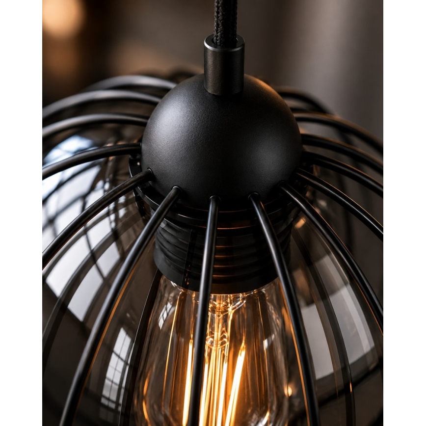 Suspension filaire SOLO BLACK 3xE27/60W/230V diam. 30 cm