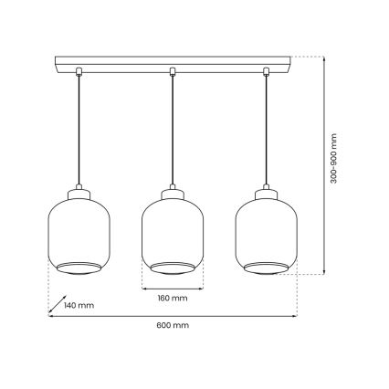 Suspension filaire SOMBRA 3xE27/60W/230V beige