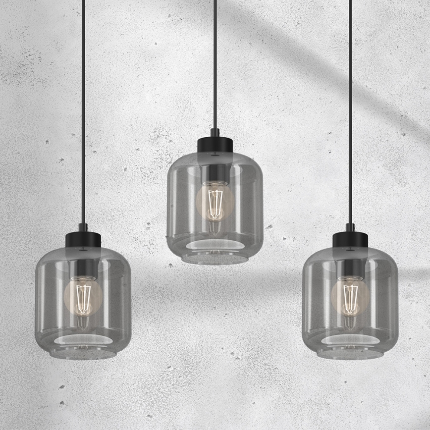 Suspension filaire SOMBRA 3xE27/60W/230V gris