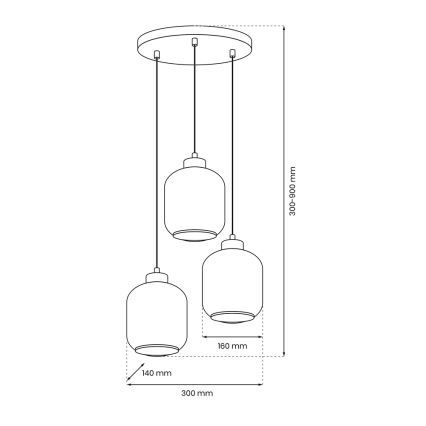 Suspension filaire SOMBRA 3xE27/60W/230V gris