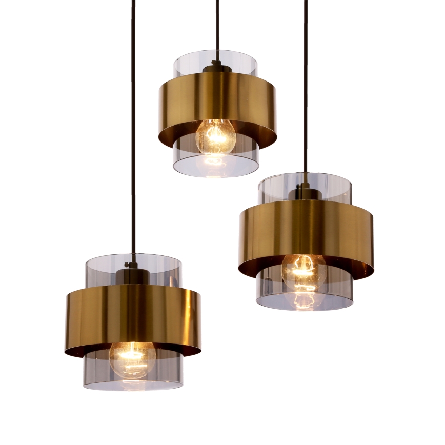 Suspension filaire SPIEGA 3xE27/60W/230V doré/noir
