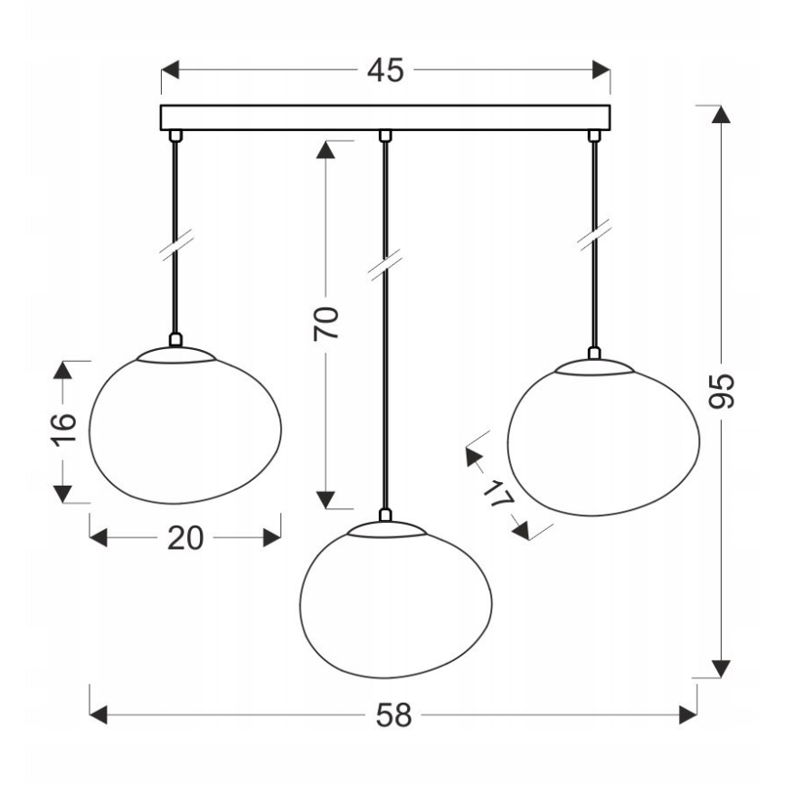 Suspension filaire STONES 3xE27/40W/230V