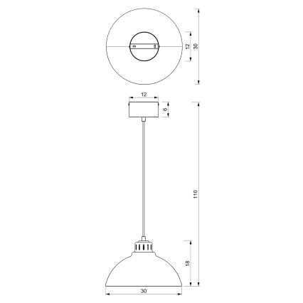 Suspension filaire SVEN 1xE27/15W/230V rouge