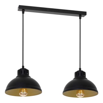 Suspension filaire SVEN 2xE27/15W/230V noir/doré