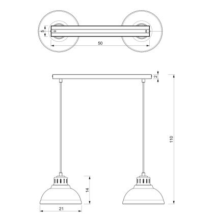 Suspension filaire SVEN 2xE27/15W/230V rouge