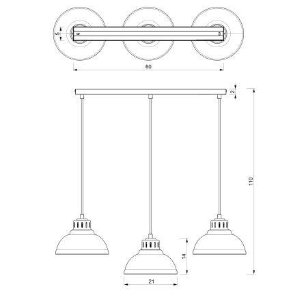 Suspension filaire SVEN 3xE27/15W/230V blanc