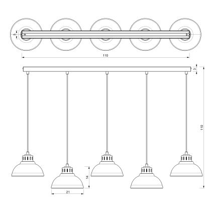 Suspension filaire SVEN 5xE27/15W/230V blanc