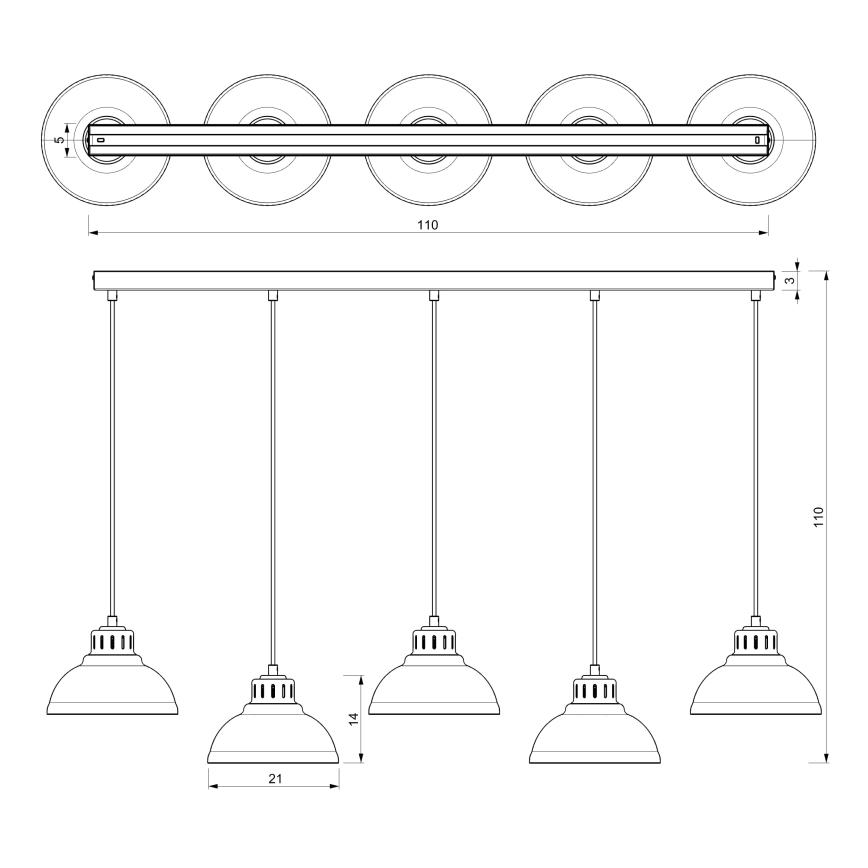 Suspension filaire SVEN 5xE27/15W/230V blanc