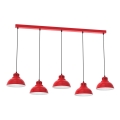 Suspension filaire SVEN 5xE27/15W/230V rouge