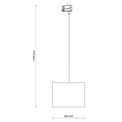Suspension filaire pour système de rail triphasé TRACER 1xE27/15W/230V d. 38 cm noir/blanc