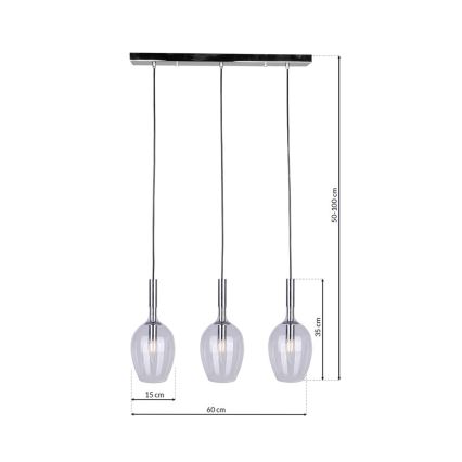 Suspension filaire TANGO 3xE14/40W/230V transparente