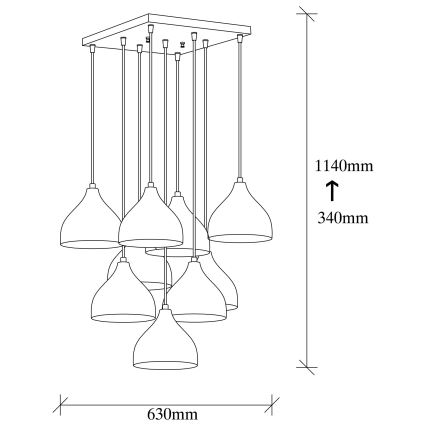 Suspension filaire TATTOO 9xE27/40W/230V