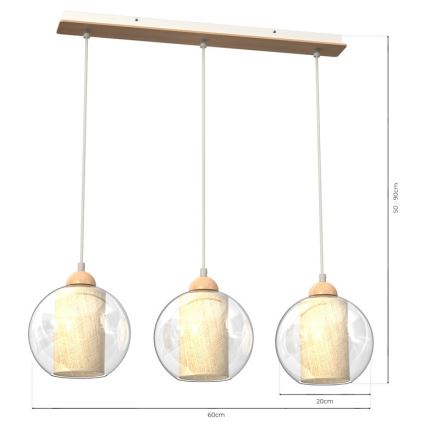 Suspension filaire TELA 3xE27/60W/230V