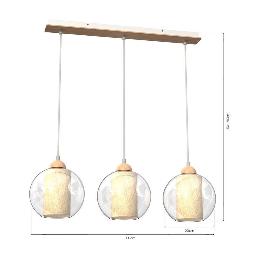 Suspension filaire TELA 3xE27/60W/230V