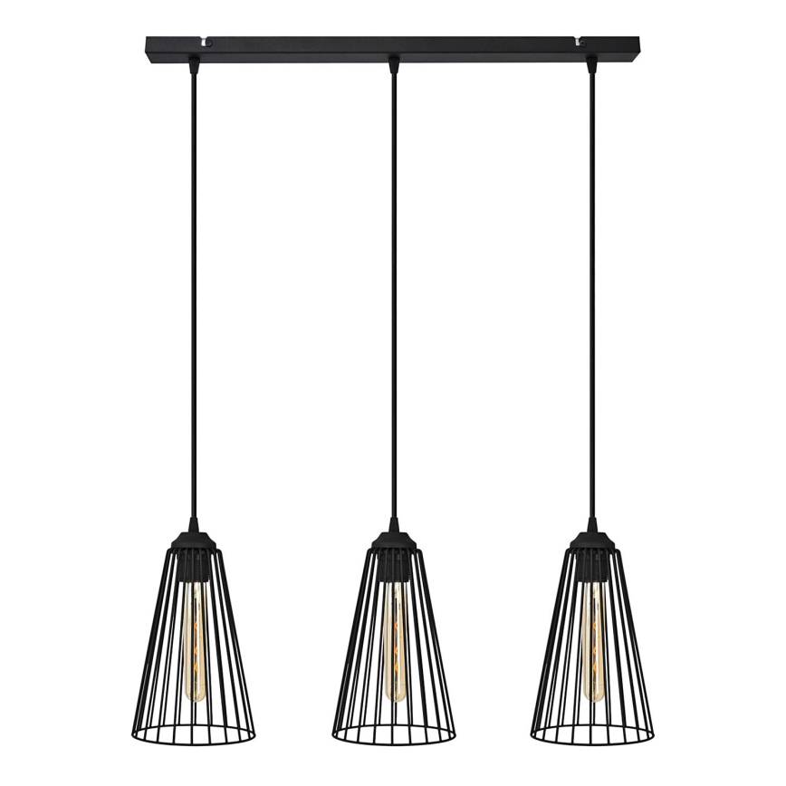 Suspension filaire TORRI 3xE27/15W/230V noir