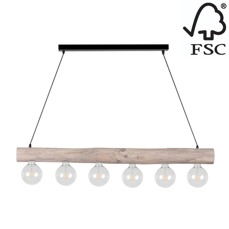 Suspension filaire TRABO 6xE27/60W/230V pin - certifié FSC