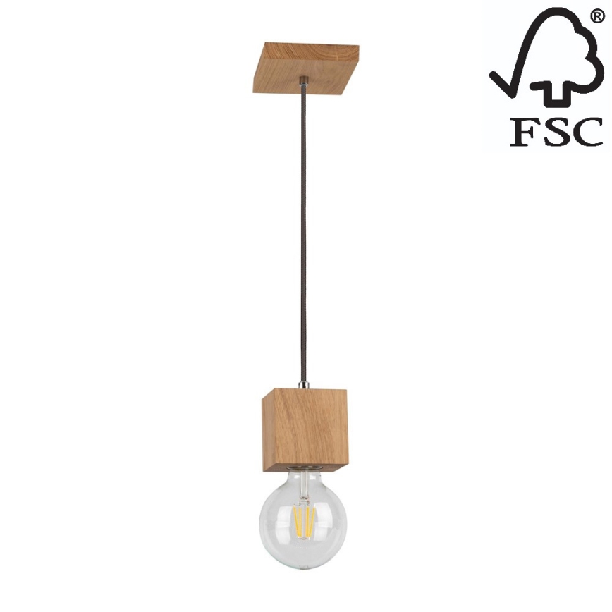 Suspension filaire TRONGO 1xE27/60W/230V chêne - certifié FSC