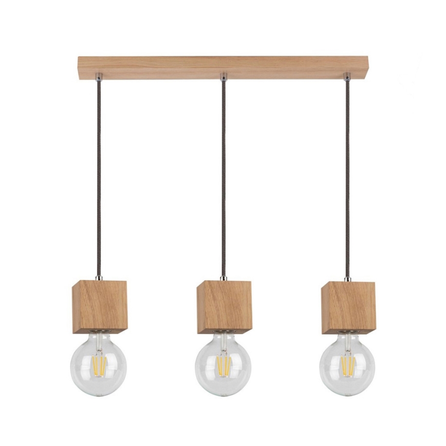 Suspension filaire TRONGO ROUND 3xE27/60W/230V chêne