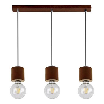 Suspension filaire TRONGO ROUND 3xE27/60W/230V hêtre