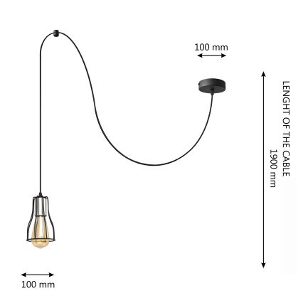 Suspension filaire TUBE 1xE27/15W/230V noir/chrome